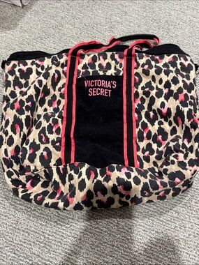 Victoria's Secret Black and Pink Leopard Tote